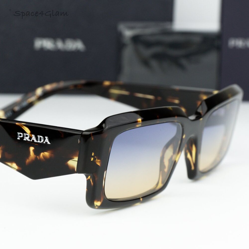 NEW Prada PR27ZS 16O50E Black Tortoise Gradient Yellow Blue Square Sunglasses